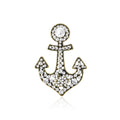 Rhinestone Anchor Brooch in Gold or Silver Decorative Lapel Pin view 1