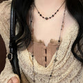 Crystal Beaded Double Strand Flower Necklace in Two Finishes view 1