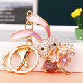 Jeweled Flower Rabbit Keychains in Four Colors with Three Pictured Loop Styles view 4