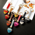 Leopard Band Crystal Heart Keychains with Straps and Plain Options view 12