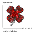 Crystal Four Leaf Clover Brooch in 4 Color Styles Metal Pin view 6