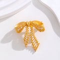 Gold Tone Ribbon Bow Openwork Metal Brooch Pin for Jackets and Lapels view 4