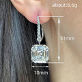 Silver-Tone Emerald-Cut Drop Earrings with Pavé Hooks view 4