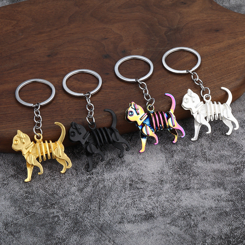 Colorful Alloy Dinosaur Skull Keychain Halloween Gift Bag Charm