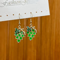 Gold Grape Cluster Drop Earrings Green Purple Leaf Styles view 2