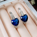 Heart-Shaped Blue Stone Hinged Drop Earrings In Two Shades view 4