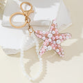 Beaded Rhinestone Starfish Keychain With Beaded Wristlet Strap view 4