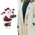 Red Enamel Santa Brooch With Two Dangling Christmas Bells view 2