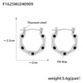 Geometric U-Shape Enamel Dot Hoop Earrings Gold Steel view 9
