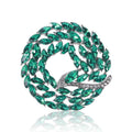 Crystal Braided Circle Brooch with Polished Metal and Decorative Accents view 1