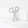 Rhinestone Scissors Brooch with Pearl Beaded Handles view 2