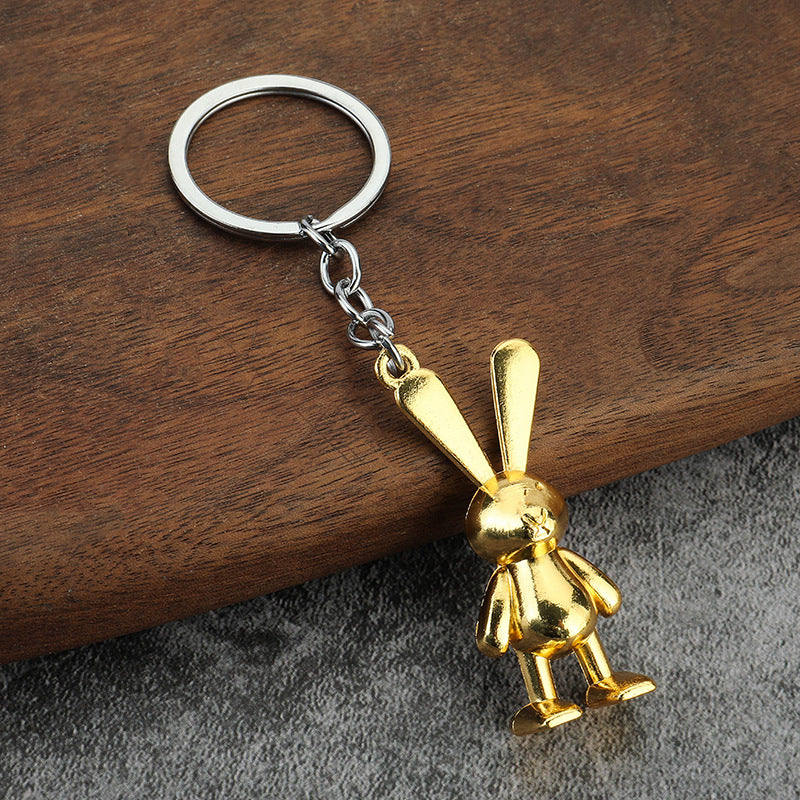 Cute Space Rabbit Metal Keychain for Couples Car Keys and Bags