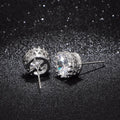 Silver Tone Crown Bezel Round Clear Stone Stud Earrings view 4