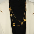 Long Gold Dual-Layer Sweater Chains Square Or Heart Stations view 3