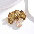 Red Gold Tone Ginkgo Leaf Metal Brooch Pin for Jackets and Lapels view 4