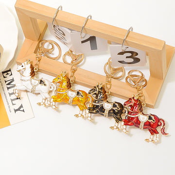 Crystal Horse Keychains with Color and Braided Cord Options