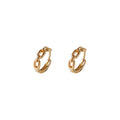 Gold Metal Hollow Chain Link Geometric Huggie Hoop Earrings view 5