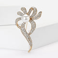 Crystal Loop Pearl Floral Brooch for Jackets Scarves and Coats view 2