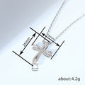 Twisted Cross Clear Pavé Pendant Necklace White Metal Alloy view 4