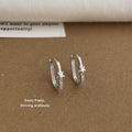 Silver Tone Star Oval Huggie Hoop Earrings Crystal Trail view 1