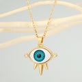 Gold Tone Spiked Eyeball Pendant Necklaces in Six Iris Colors view 5