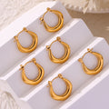 Gold Steel Hollow U Crescent Hoop Earrings Polished view 2