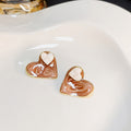 Gold Rim Marbled Enamel Heart Stud Earrings Mini Heart view 6