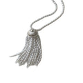 White Pearl Long Necklace Silver Cap Bead Tassel Pendant view 5