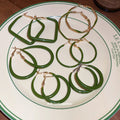 Green Enamel Hoop Earrings In Round And Teardrop Shapes view 4