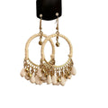 Woven Hoop Tassel Earrings In Ivory And Brown Statement Jewelry Design view 5