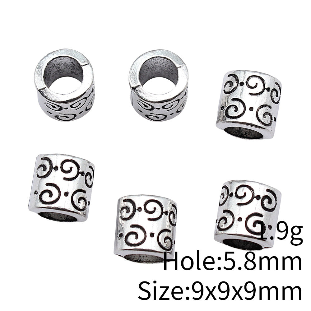 9x9x9mm 1.9g Antique Silver Zinc Alloy Spiral Pattern Large Hole Beads for DIY Bracelet Jewelry