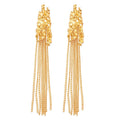 Metal Wheat Spray Chain Tassel Earrings In Silver Tone view 5