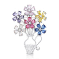 Multicolor Crystal Flower Basket Brooch Silver Or Gold view 2