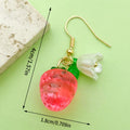 Resin Fruit Charm Dangle Earrings with Lily Flower Bead view 7