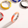 Color Coated Crystal Band Rings in Seven Colors with Polished Finish view 4
