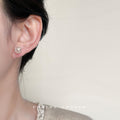 Gold Tone Multifacet Clear Crystal Ball Stud Earrings view 2