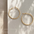 Twisted Texture Round Hoop Earrings In Gold Silver And Three Sizes view 11
