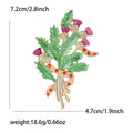 Colorful Enamel Thistle Bouquet Brooch with Green Foliage view 5