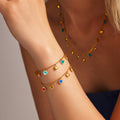 Gold Steel Heart Enamel Charm Necklace And Bracelet Set view 3