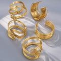 Layered Wire Cuff Bracelets in Gold and Silver Tone view 1