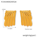 Ribbed Square Stud Earrings Gold And Steel Tone Metal view 7