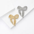Textured Rope Bow Brooch Silver Gold Rhinestone Knot view 2