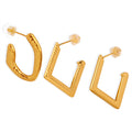 Geometric Diamond U Shape Stud Earrings Hammered Ribbed view 5