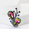 Branch Brooch With Large Teardrop Crystals Blue Rainbow view 2