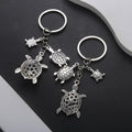 Silver Tone Three Turtle Family Keychain with Metal Hardware view 3