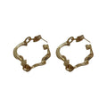 Gold Textured Wavy Open Hoop Earrings Polished Metal Jewelry view 5