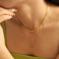 Gold Sunflower Opal Gemstone Necklace Stud Earrings Set view 1