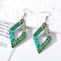 Silver Tone Colorful Patterned Openwork Acrylic Hook Earrings view 4