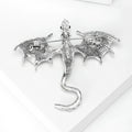 Enamel Winged Dragon Brooch With Polished Metal And Sculpted Decorative Details view 3