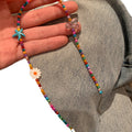 Multicolor Seed Bead Choker Daisy Starfish Flower Accents view 5